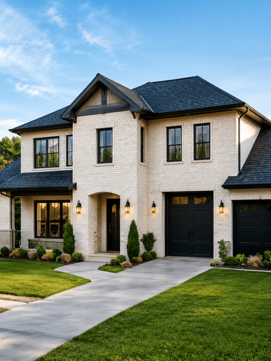 Finished North Dallas home exterior with a dark fence and landscaped yard